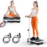 Trilplaat, trilplaat voor thuis, trilplaat met verstelbare armleuningen, afstandsbediening en spankabel, Vibro Shaper met bluetooth-luidspreker voor training van het hele lichaam