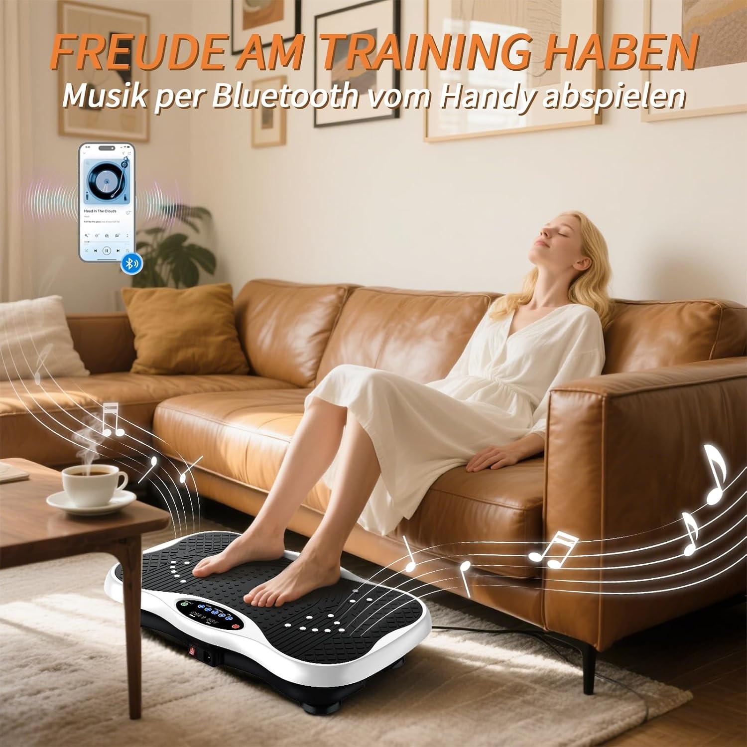 Trilplaat, trilplaat voor thuis, trilplaat met verstelbare armleuningen, afstandsbediening en spankabel, Vibro Shaper met bluetooth-luidspreker voor training van het hele lichaam