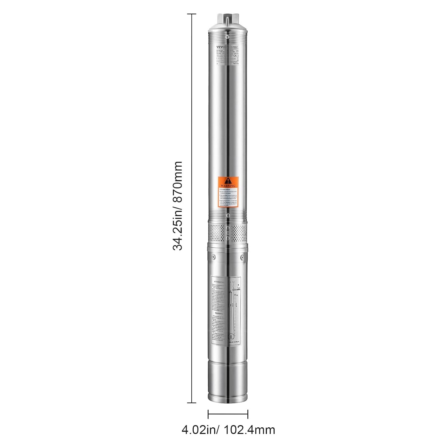 VEVOR Diepbronpomp, 550 W uitgangsvermogen, 65 l/min doorstroming, 85 m opvoerhoogte, met 20 m kabel, externe stuurkast, dompelpomp, voor industriële irrigatie en thuisgebruik, IP68