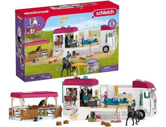 schleich HORSE CLUB | Paardenvrachtwagen 42619 | met paardenbox, 3 paarden, Lisa, haar ouders en accessoires | cadeau voor kinderen | speelgoed met paarden vanaf 5 jaar | set van 227 onderdelen