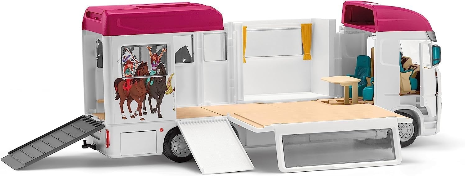 schleich HORSE CLUB | Paardenvrachtwagen 42619 | met paardenbox, 3 paarden, Lisa, haar ouders en accessoires | cadeau voor kinderen | speelgoed met paarden vanaf 5 jaar | set van 227 onderdelen