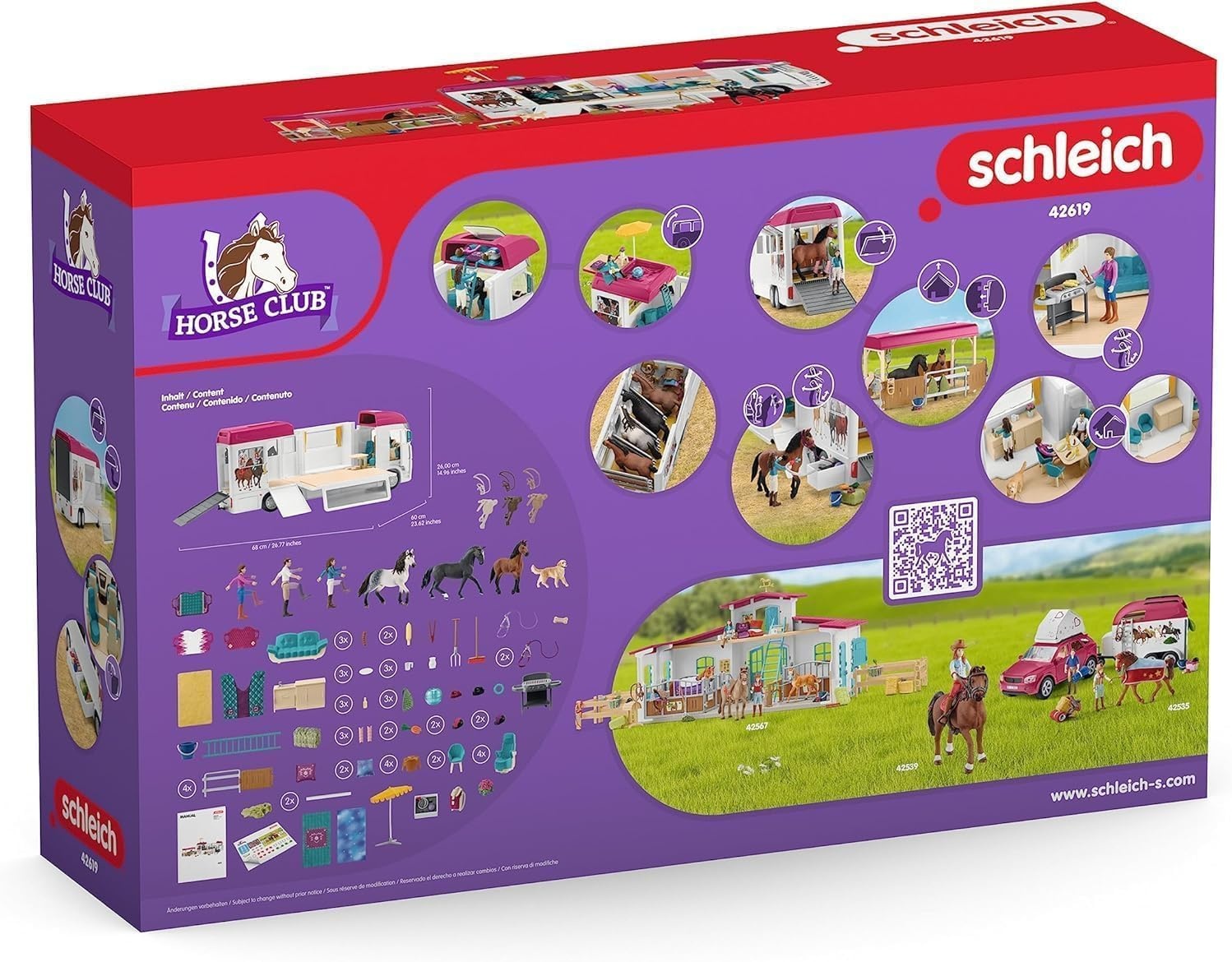 schleich HORSE CLUB | Paardenvrachtwagen 42619 | met paardenbox, 3 paarden, Lisa, haar ouders en accessoires | cadeau voor kinderen | speelgoed met paarden vanaf 5 jaar | set van 227 onderdelen