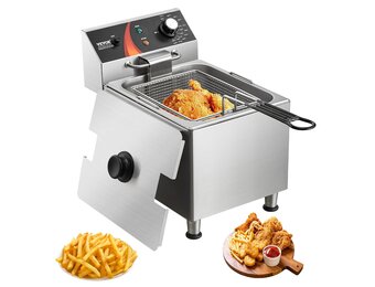 VEVOR Elektrische friteuse voor het aanrecht, 3100 W, met mand, in hoogte verstelbare poten, afzonderlijk van roestvrij staal, 11,5 l, temperatuurregeling, gebruik in restaurants, 275 x 415 x 370 mm