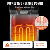 VEVOR Elektrische friteuse voor het aanrecht, 3100 W, met mand, in hoogte verstelbare poten, afzonderlijk van roestvrij staal, 11,5 l, temperatuurregeling, gebruik in restaurants, 275 x 415 x 370 mm