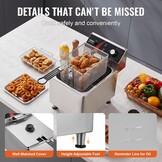 VEVOR Elektrische friteuse voor het aanrecht, 3100 W, met mand, in hoogte verstelbare poten, afzonderlijk van roestvrij staal, 11,5 l, temperatuurregeling, gebruik in restaurants, 275 x 415 x 370 mm