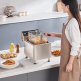 VEVOR Elektrische friteuse voor het aanrecht, 3100 W, met mand, in hoogte verstelbare poten, afzonderlijk van roestvrij staal, 11,5 l, temperatuurregeling, gebruik in restaurants, 275 x 415 x 370 mm