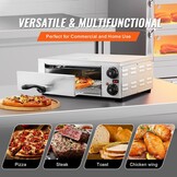 VEVOR Pizzaoven op aanrecht, elektrische oven, 12 inch, 1500 W, met temperatuurregeling en timer van 0-120 minuten, gelijkmatig koken, gemakkelijk te reinigen, commercieel thuis, restaurant