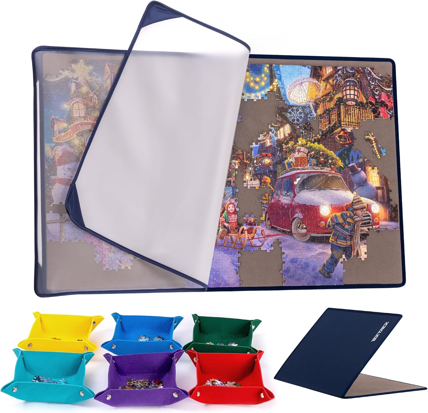 Opvouwbaar Puzzelbord met 6 Sorteerbakjes & Stofdichte Hoes - Tot 1000 Stukjes