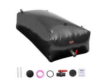 VEVOR 1000L/264 Gallon Water Opslag Bladder, RV Water Tank, 1000D PVC Opvouwbare Water Opslag Containers, Grote Capaciteit Zachte Water Zak, Draagbare Water Bladder, Brandpreventie, Camping,