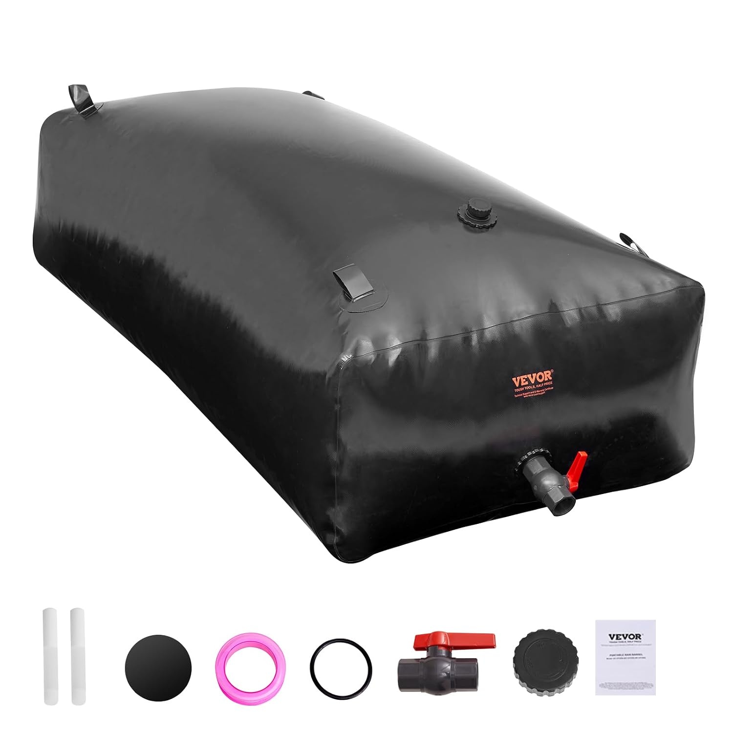 VEVOR 1000L/264 Gallon Water Opslag Bladder, RV Water Tank, 1000D PVC Opvouwbare Water Opslag Containers, Grote Capaciteit Zachte Water Zak, Draagbare Water Bladder, Brandpreventie, Camping,