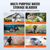 VEVOR 1000L/264 Gallon Water Opslag Bladder, RV Water Tank, 1000D PVC Opvouwbare Water Opslag Containers, Grote Capaciteit Zachte Water Zak, Draagbare Water Bladder, Brandpreventie, Camping,
