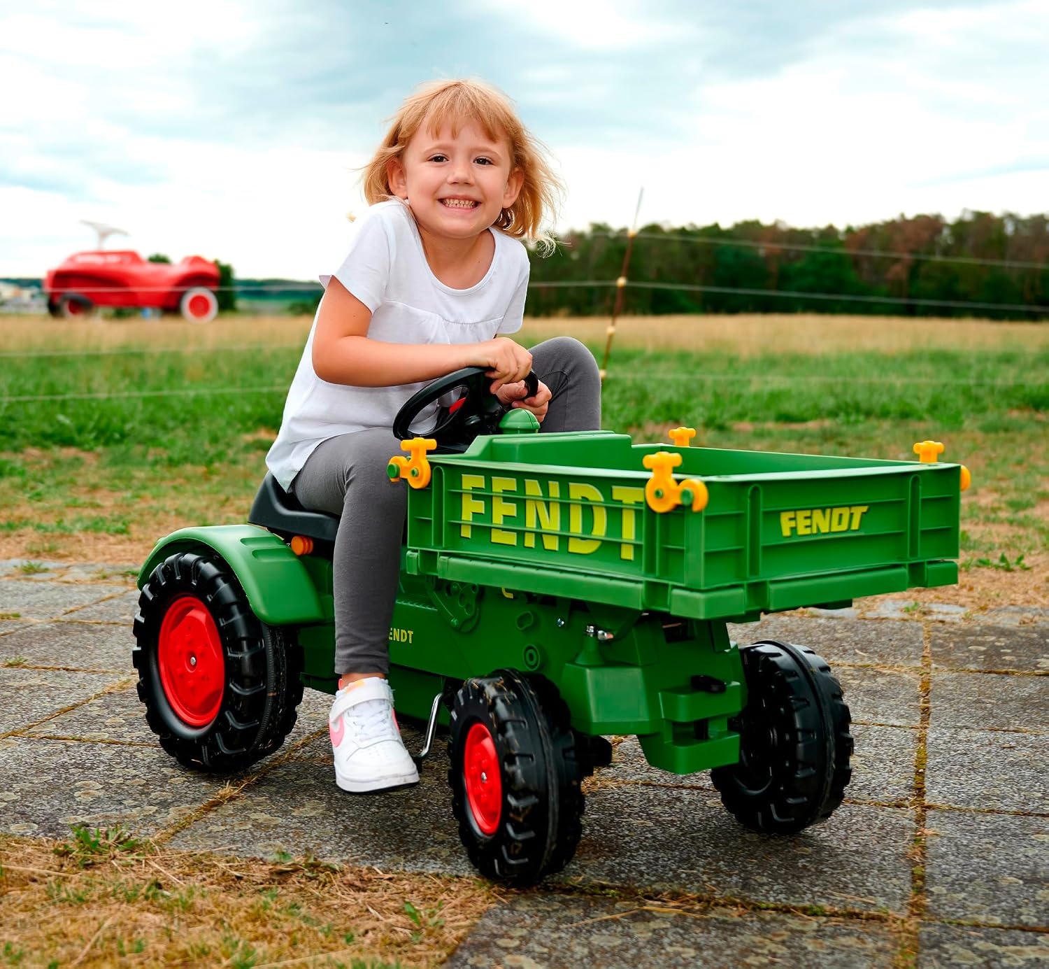 BIG 800056552 Fendt gereedschapsdrager - kindertractor, speelgoed met precisiekettingaandrijving, 3-voudig verstelbare zitting, tot 50 kg, Fendt licentie, voor kinderen vanaf 3 jaar, groen, geel, zwart, rood