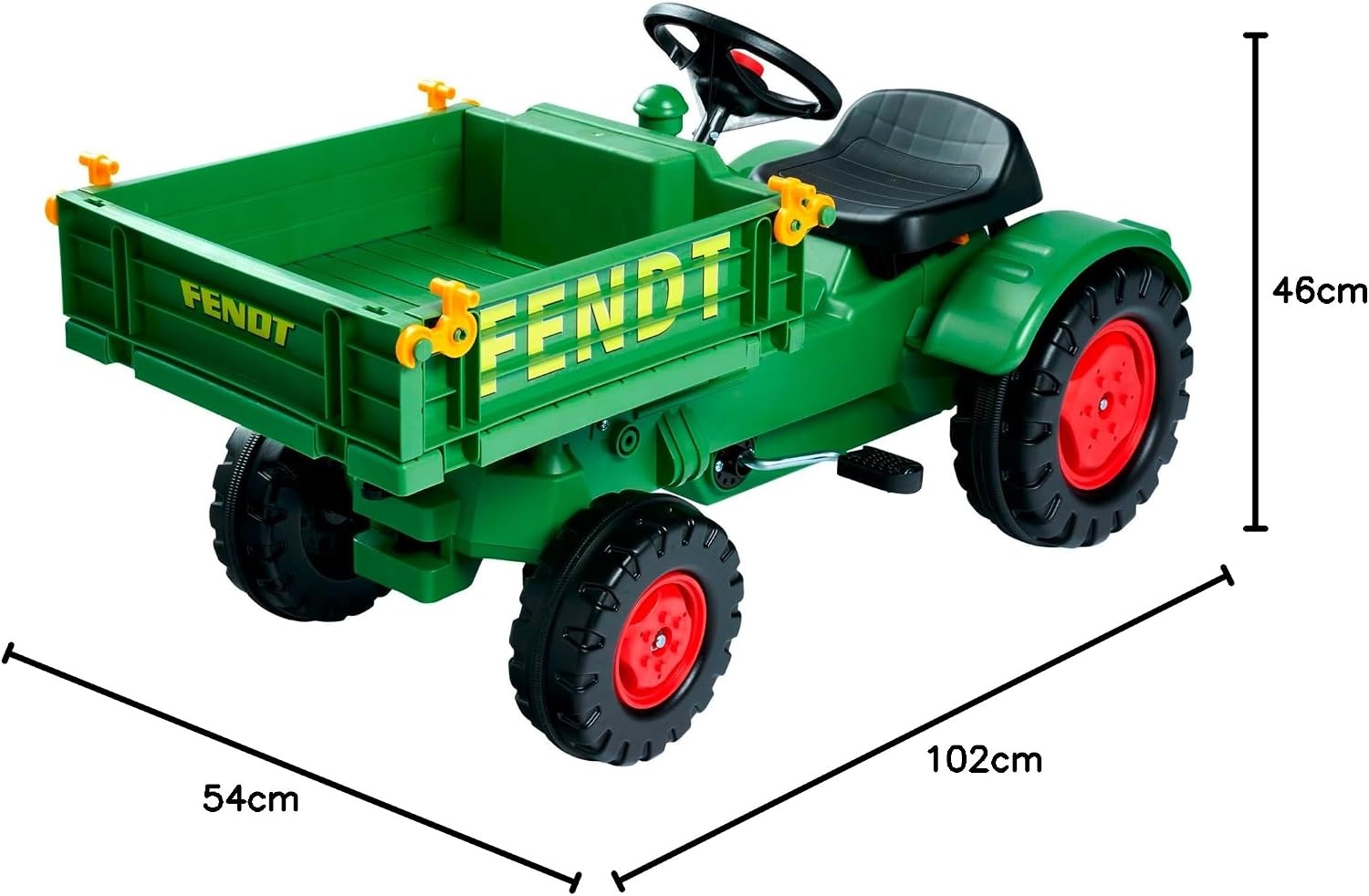 BIG 800056552 Fendt gereedschapsdrager - kindertractor, speelgoed met precisiekettingaandrijving, 3-voudig verstelbare zitting, tot 50 kg, Fendt licentie, voor kinderen vanaf 3 jaar, groen, geel, zwart, rood