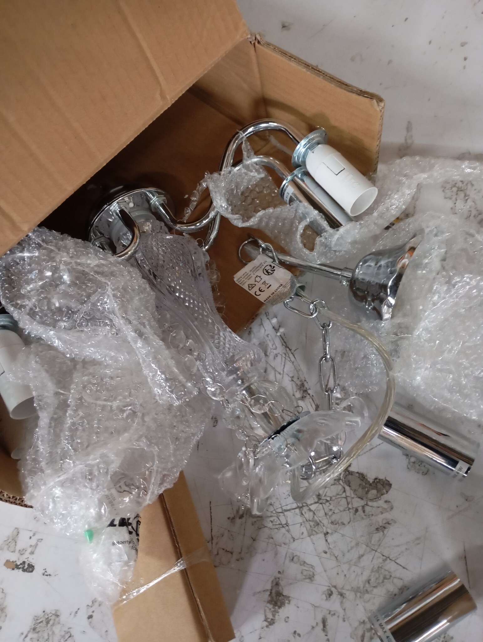 vidaXL Kroonluchter met kristallen kralen rond 5xE14 zilverkleurig