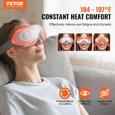 VEVOR Oogmassageapparaat met warmte, verwarmd oogmassagemasker met 5 modi en bluetooth-muziek, 180° opvouwbare oogverzorgingsmassageapparaat voor migraine, vermoeide ogen, donkere kringen, ideaal