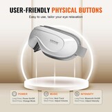 VEVOR Oogmassageapparaat met warmte, verwarmd oogmassagemasker met 5 modi en bluetooth-muziek, 180° opvouwbare oogverzorgingsmassageapparaat voor migraine, vermoeide ogen, donkere kringen, ideaal
