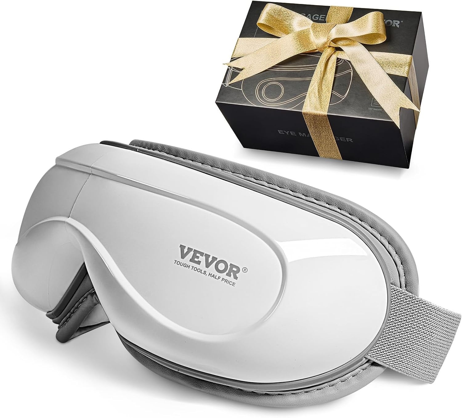 VEVOR Oogmassageapparaat met warmte, verwarmd oogmassagemasker met 5 modi en bluetooth-muziek, 180° opvouwbare oogverzorgingsmassageapparaat voor migraine, vermoeide ogen, donkere kringen, ideaal