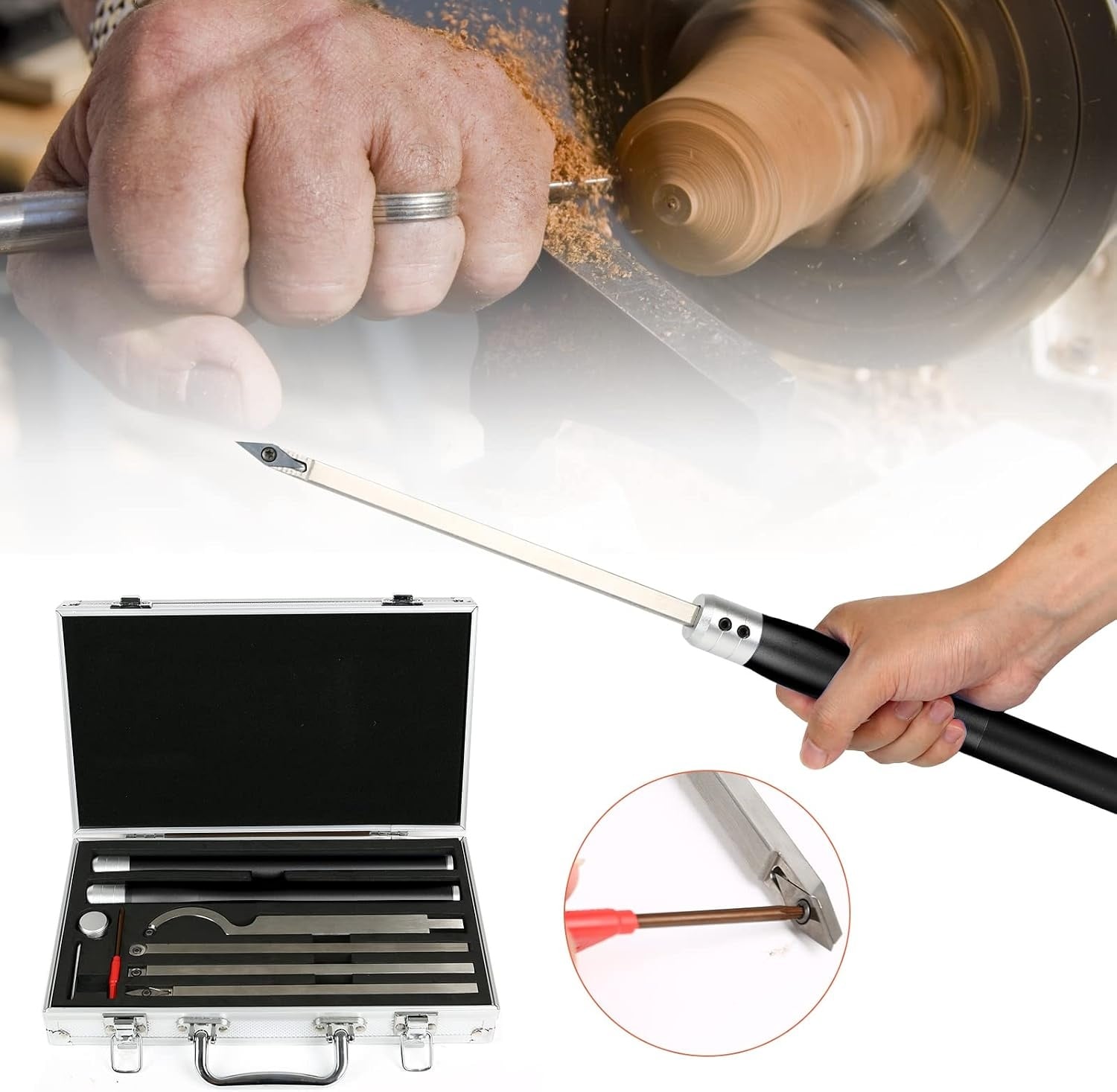 Carbide Houtdraaibeitel Set met 4 Bladen & Ergonomisch Handvat | -61%