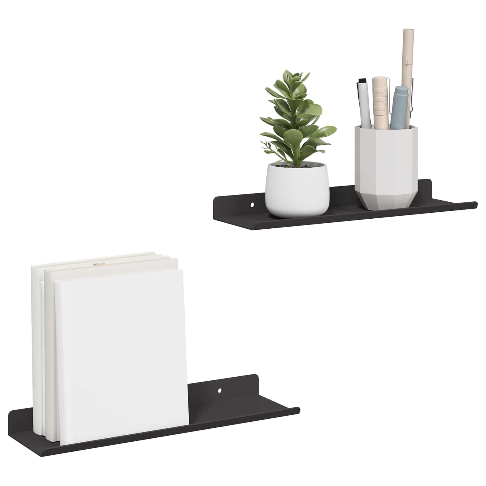 vidaXL Zwarte Wandplanken (2 stuks) - Stijlvol & Ruimtebesparend - 32% Korting!