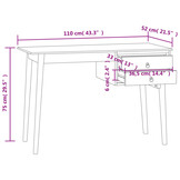 Teakhouten Bureau met 2 Lades - 110x52x75 cm - 35% Korting