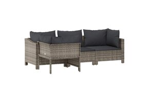 4-delige Loungeset Poly Rattan Grijs - 43% Korting!