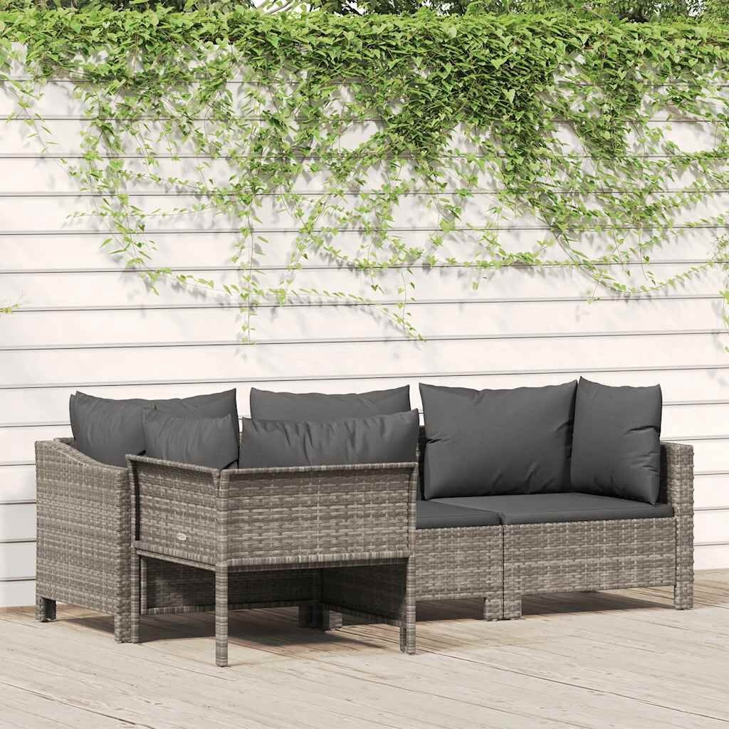 VidaXL 4-delige Loungeset Poly Rattan Grijs - 37% Korting!