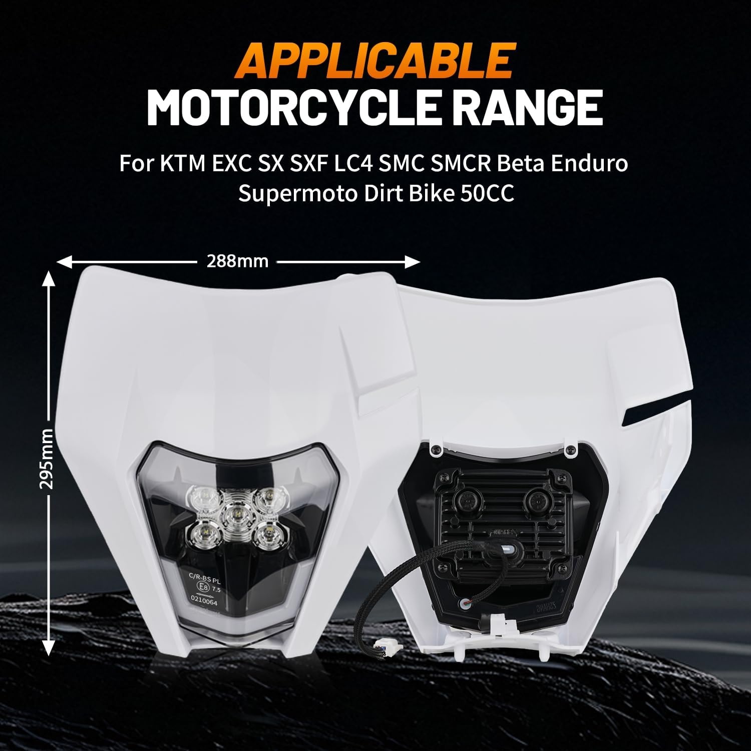 JFG RACING Universele LED Motor Koplamp Wit voor EXC/SX modellen