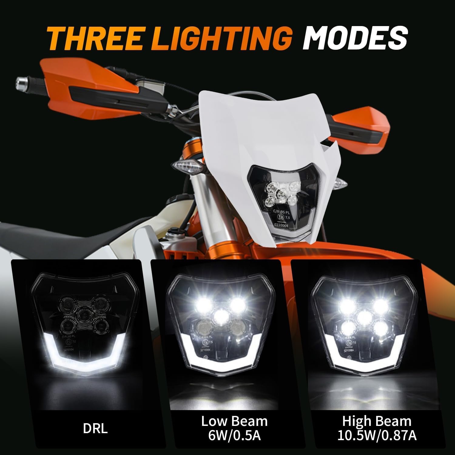 JFG RACING Universele LED Motor Koplamp Wit voor EXC/SX modellen