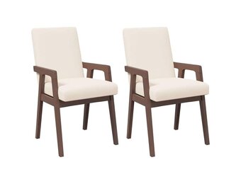 vidaXL Eetkamerstoelen met kussens 2 stuks bruin massief hout rubber