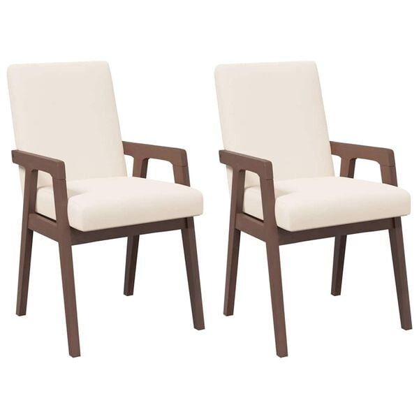 vidaXL Eetkamerstoelen met kussens 2 stuks bruin massief hout rubber