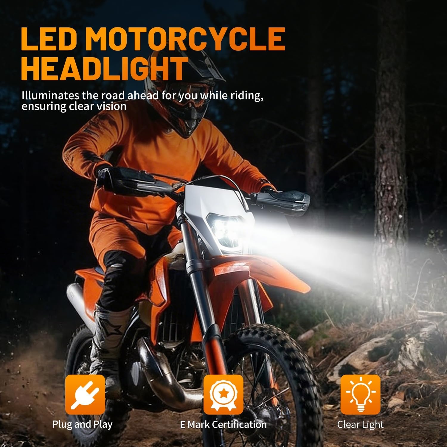 JFG RACING Universele LED Motor Koplamp Wit voor EXC/SX modellen