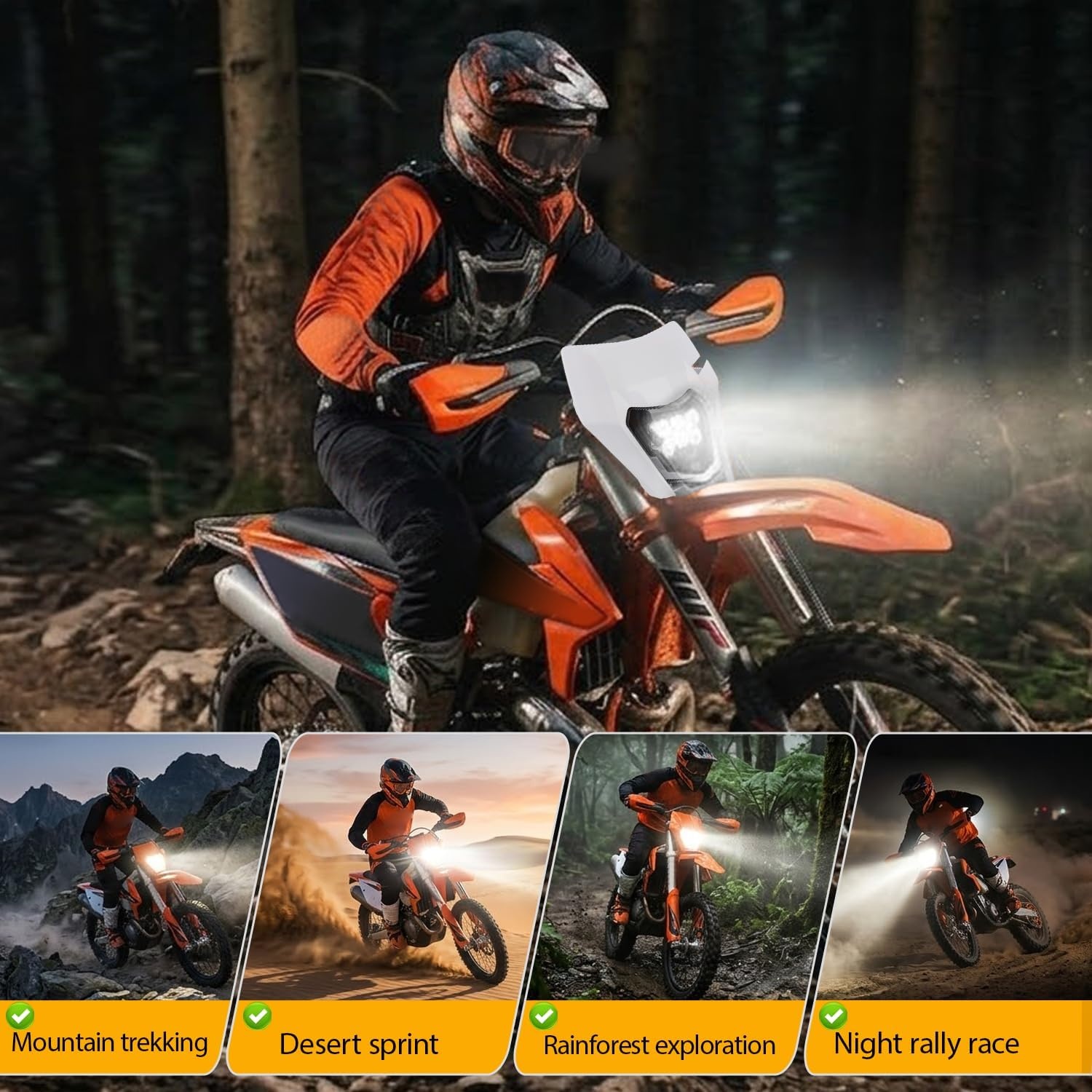 JFG RACING Universele LED Motor Koplamp Wit voor EXC/SX modellen