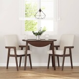 vidaXL Eetkamerstoelen met kussens 2 stuks bruin massief hout rubber