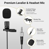 TONOR Draadloos Microfoon Systeem met UHF Headset/Lavalier, Bodypack, 4x 5-kanaals, 60M Bereik
