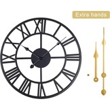 Zwarte Metaal Wandklok 40cm - Stille Beweging & Romeinse Cijfers