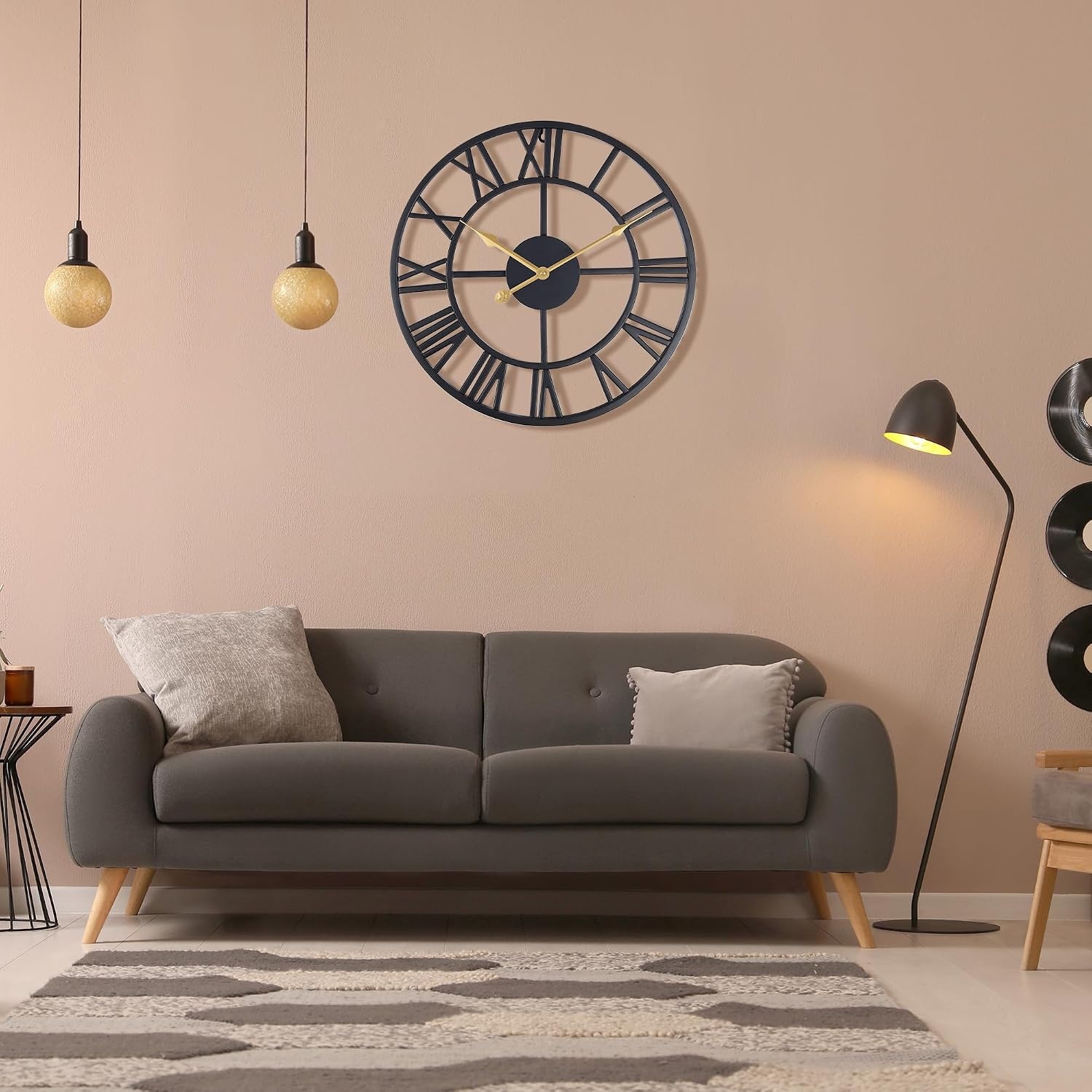 Zwarte Metaal Wandklok 40cm - Stille Beweging & Romeinse Cijfers