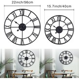 Zwarte Metaal Wandklok 40cm - Stille Beweging & Romeinse Cijfers
