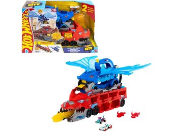 Hot Wheels 2-in-1 Drakentransporter Speelset met 2 Auto's - 34% Korting