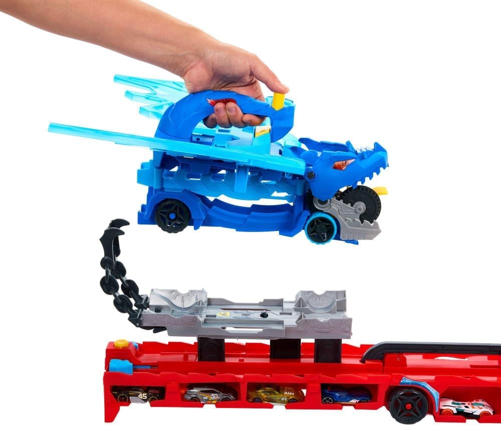 Hot Wheels 2-in-1 Drakentransporter Speelset met 2 Auto's - 34% Korting