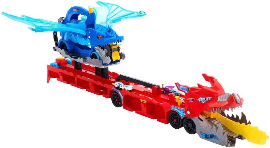 Hot Wheels 2-in-1 Drakentransporter Speelset met 2 Auto's - 34% Korting