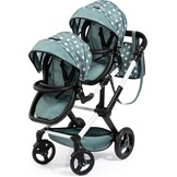 Bayer Design 26758AA Tweeling poppenwagen Twin Xeo, wandelwagen, verstelbare handgreep en stoelen in positie, hoek, zwenkbare voorwielen, tas
