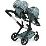 Bayer Design 26758AA Tweeling poppenwagen Twin Xeo, wandelwagen, verstelbare handgreep en stoelen in positie, hoek, zwenkbare voorwielen, tas