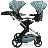 Bayer Design 26758AA Tweeling poppenwagen Twin Xeo, wandelwagen, verstelbare handgreep en stoelen in positie, hoek, zwenkbare voorwielen, tas