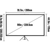 VEVOR Projectiescherm met Statief 90 inch 16:9 4K HD – Verrijdbaar en Inklapbaar