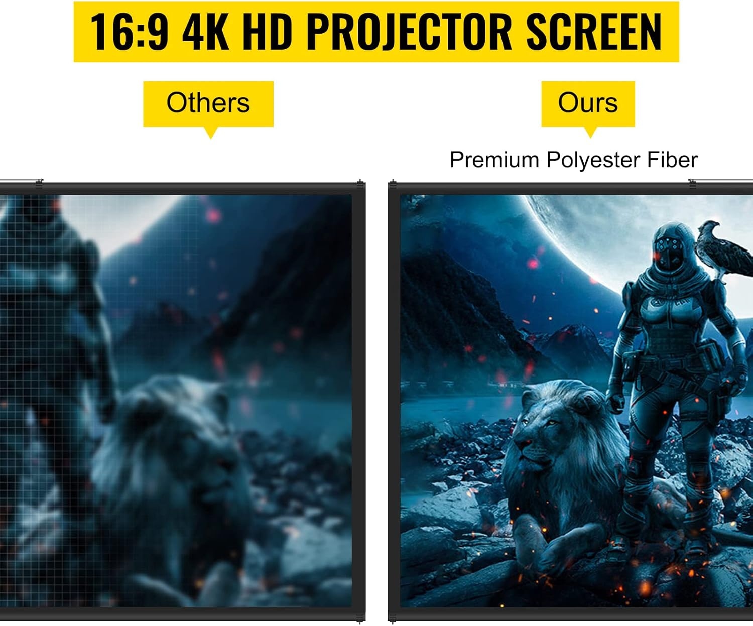 VEVOR Projectiescherm met Statief 90 inch 16:9 4K HD – Verrijdbaar en Inklapbaar