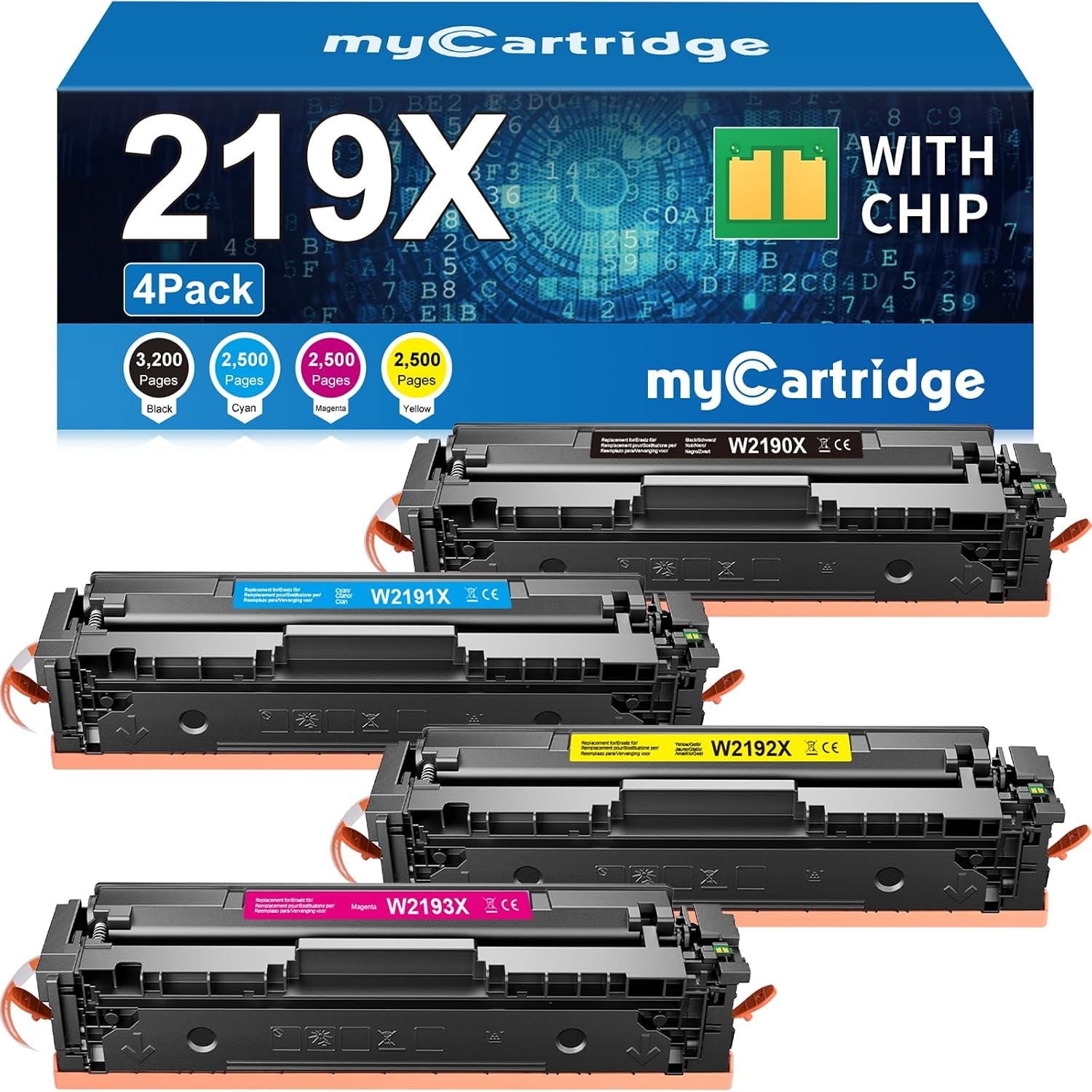 4-Delige Toner Set 219X voor HP Color LaserJet Pro MFP 3302 Serie | Zwart/Cyaan/Magenta/Geel | 3200 Pag. | -61%
