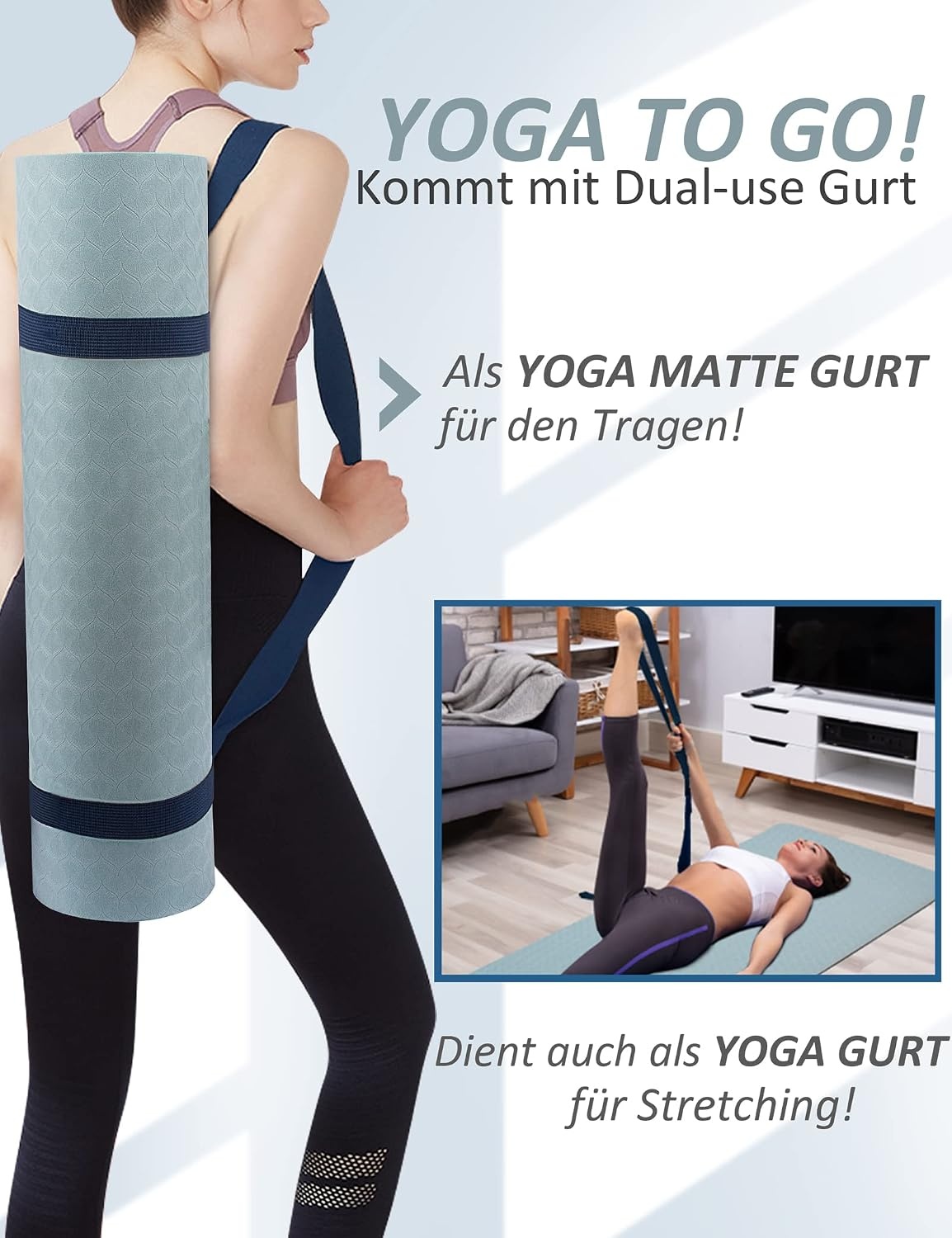 Yogamat 8mm TPE Antislip Haze & Diepblauw | 57% Korting
