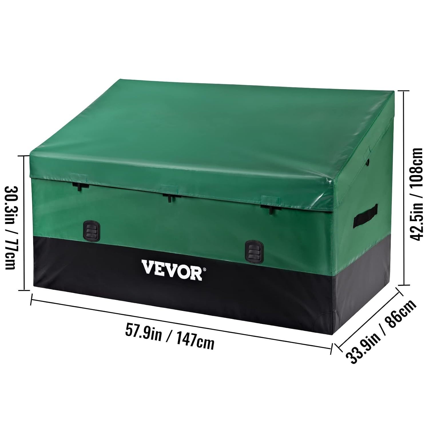 VEVOR Buitenopbergbox 1013 Liter - 147 x 86 x 108 cm - Groen en Zwart - Weerbestendig