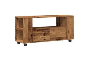 Tv-meubel met Wielen 102 cm Oud Hout - 30% Korting