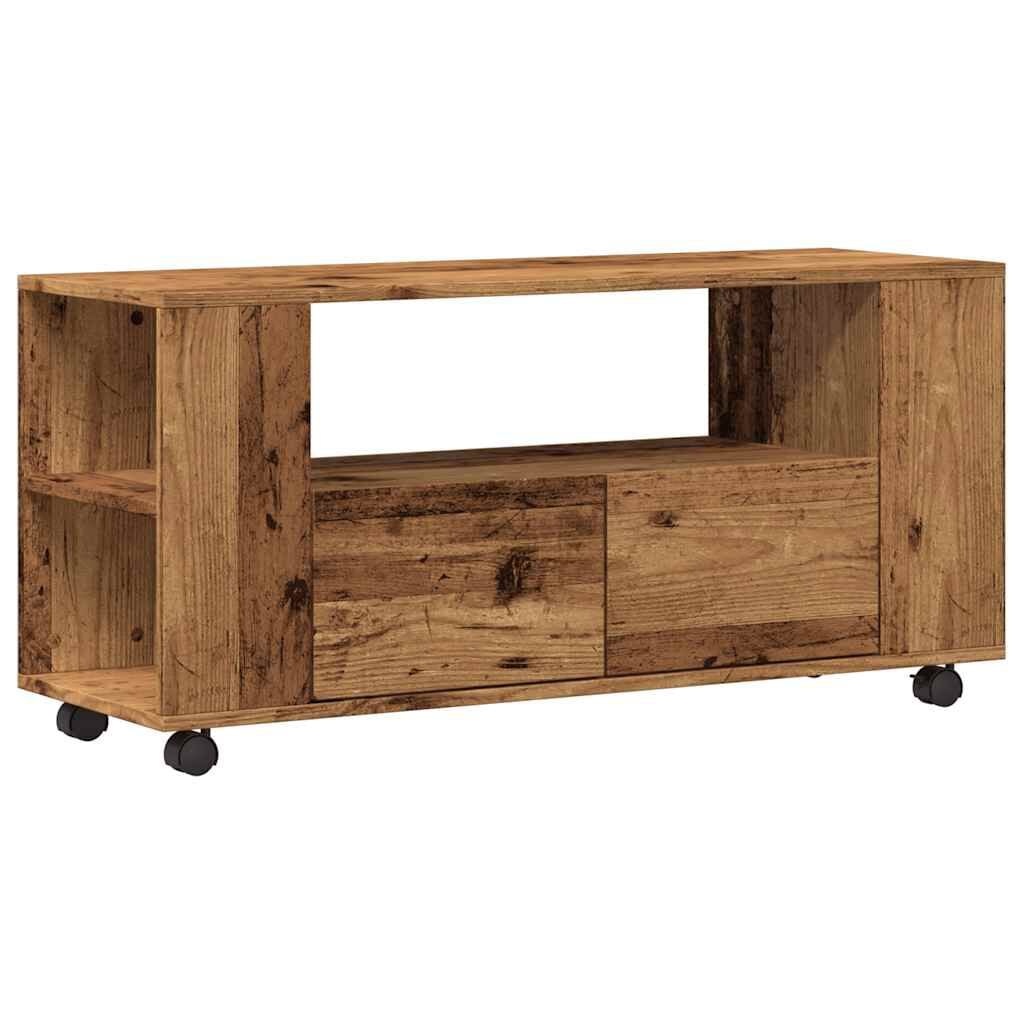 Tv-meubel met Wielen 102 cm Oud Hout - 30% Korting